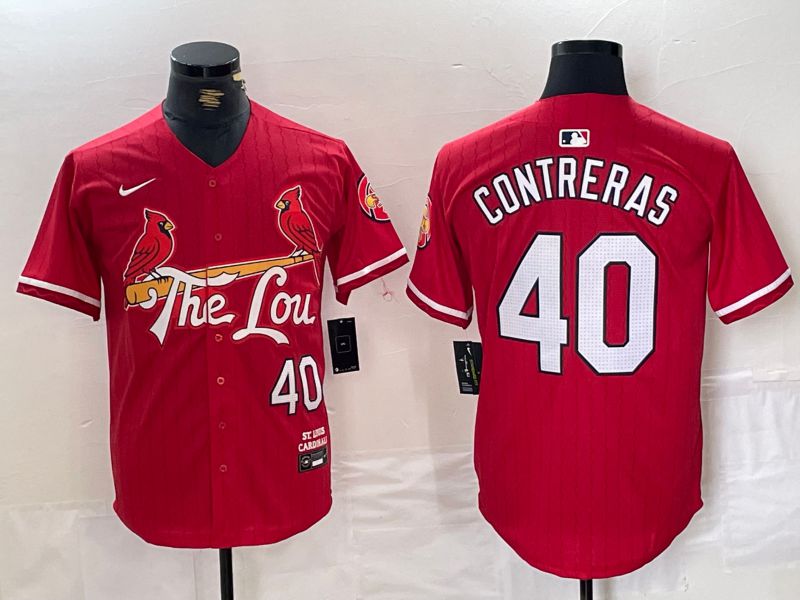 Men St.Louis Cardinals #40 Contreras Red City Edition 2024 Nike MLB Jersey style 1